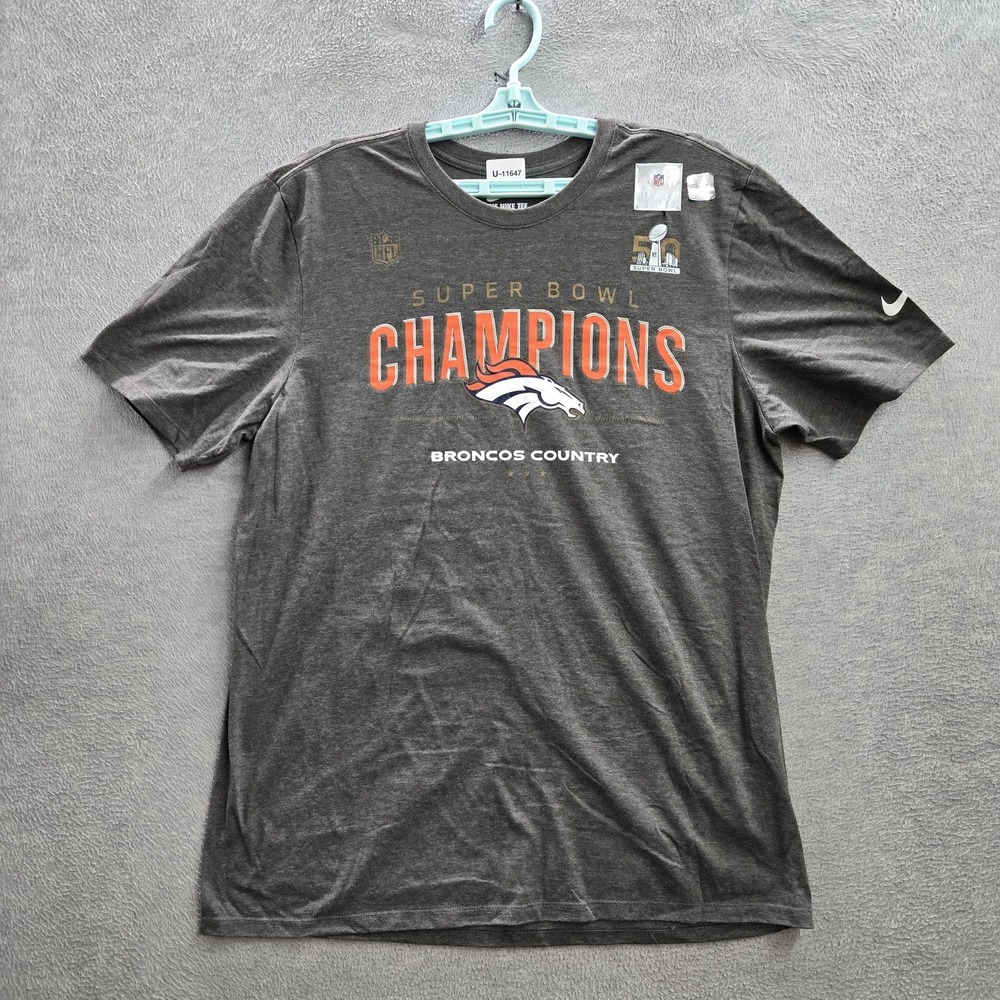 Denver Broncos‎ Men Shirt XL Gray Nike Graphic Super Bowl Champions The Tee
